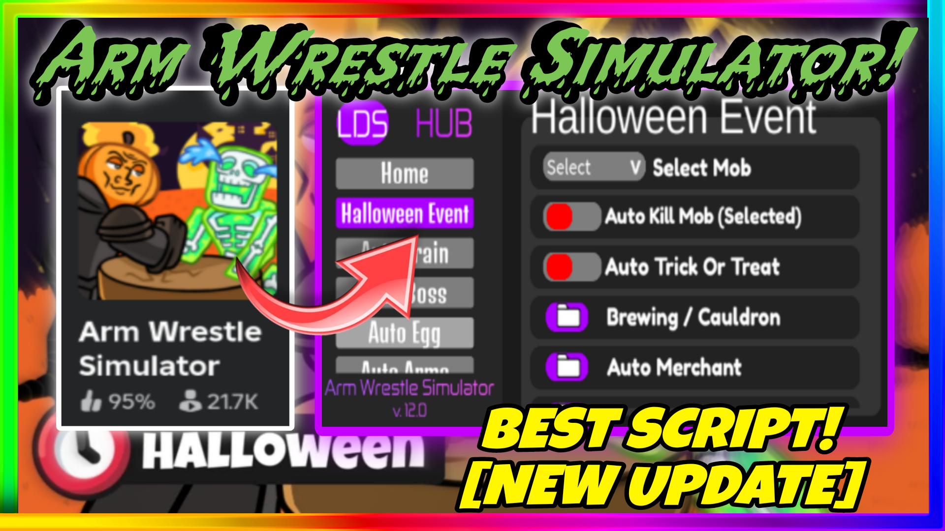 Arm Wrestle Simulator Script Hack GUI OP! 2024 • Halloween Event 🎃 • Auto Kill Mob And MORE! [LDS HUB]