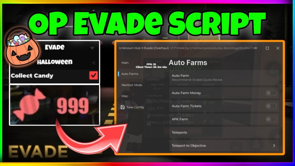 🎃 Evade Script GUI Hack OP! • No Key • Auto Farm Candy, Speed Hack, Auto Farm ALL! etc. | Roblox