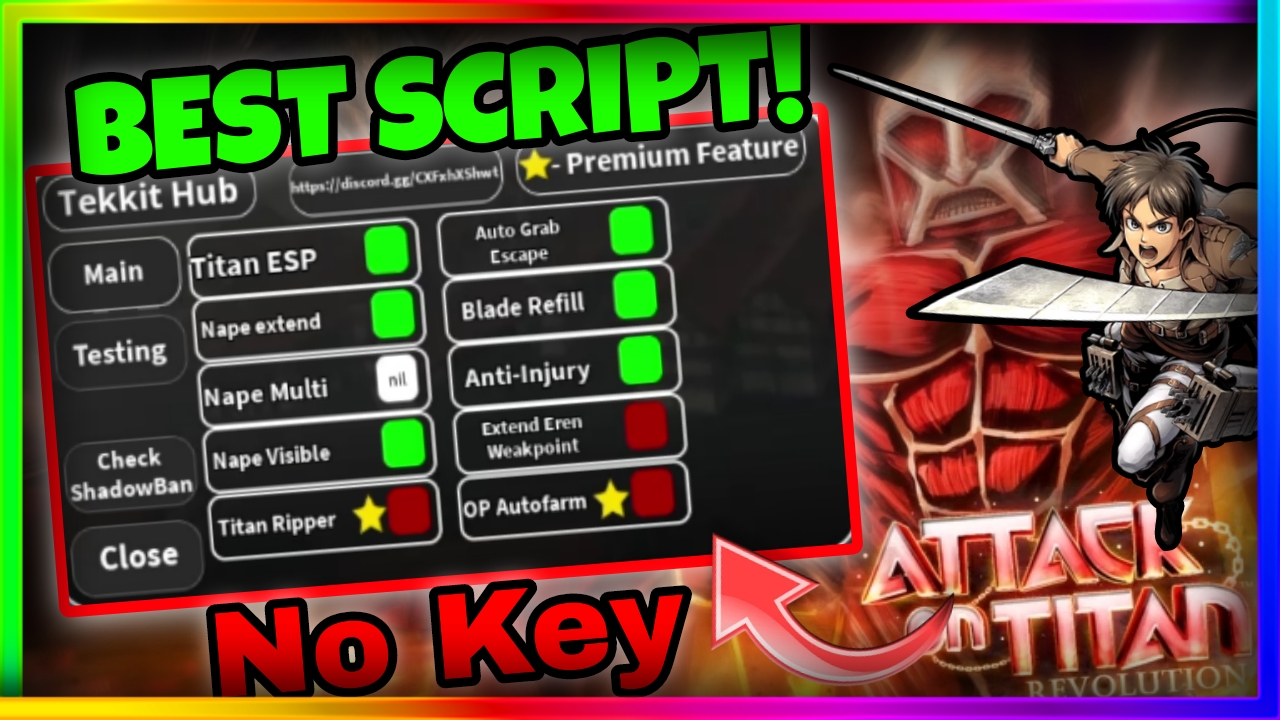 Attack On Titan Script Hack OP! • Keyless! • Auto Scape, Auto Farm Titans!, ESP AND MORE! [Tekkit Hub]