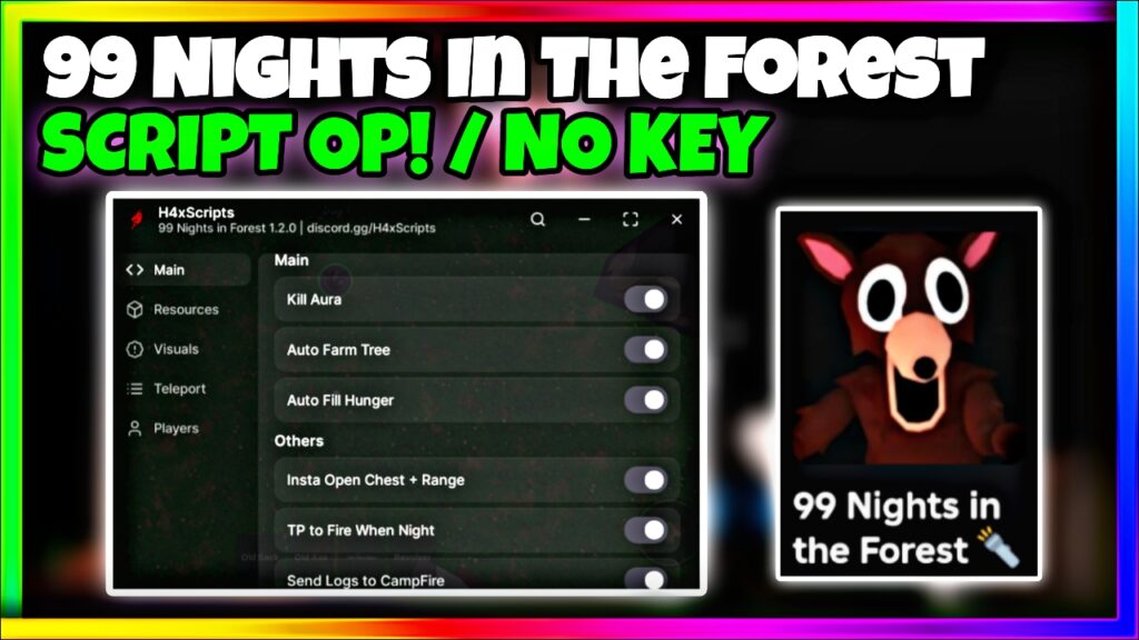 [NEW] 99 Nights In The Forest Script Gui – No Key – Kill Aura, Bring Items, Auto Rescue Etc.