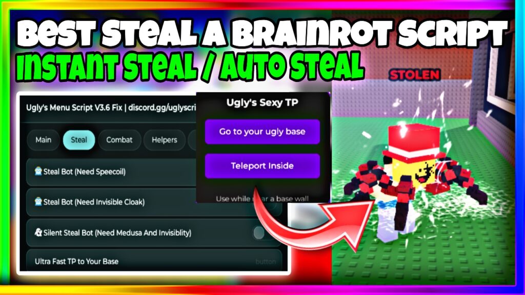 *NEW* Steal A Brainrot Script GUI OP! • Instant Steal, Auto Steal, TP To Base 🔥