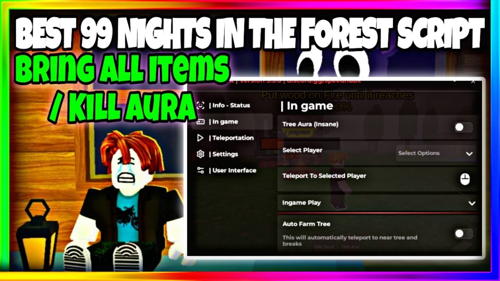 99 Nights In The Forest Script Gui • Bring All Items, Kill Aura, Auto Farm, Auto Rescue