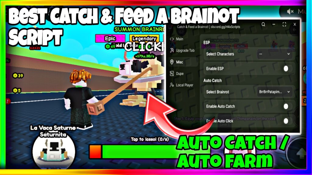 Catch And Feed A Brainrot Script Pastebin 2025 • No Key • Auto Catch, Auto Click, Auto Farm |
