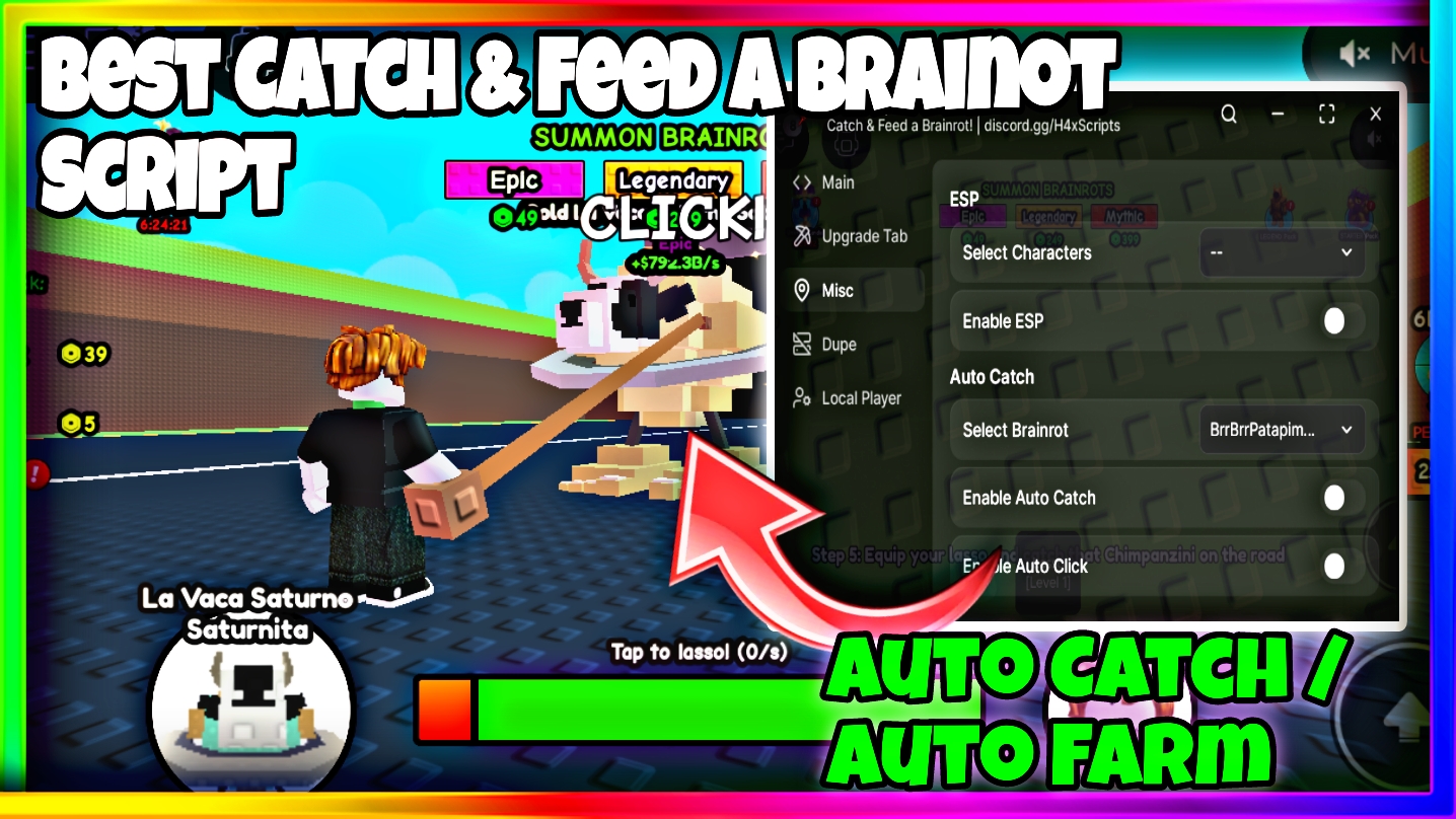 Catch And Feed A Brainrot Script Pastebin 2025 • No Key • Auto Catch, Auto Click, Auto Farm |