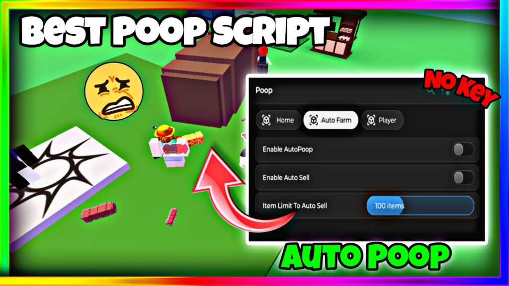 💩 Poop Script GUI Pastebin 2025 • No Key • Auto Poop, Auto Sell, Fling Walk |