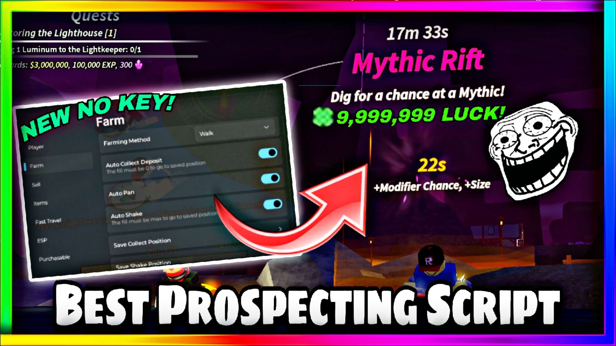 Prospecting Script GUI Pastebin • No Key • Auto Farm, Auto Mythic Rift & Many MORE! |
