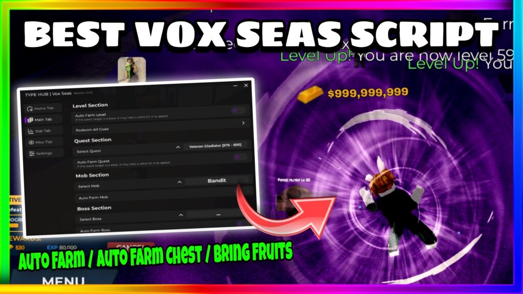 Vox Seas Script Pastebin • Auto Farm Lvl, Auto Farm Boss, Auto Farm Chest, Bring All Fruits |