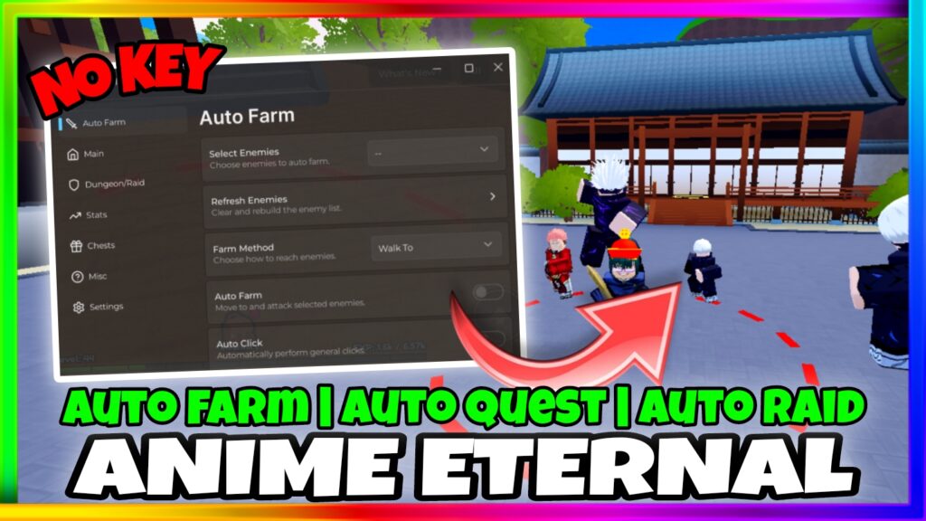 Anime Eternal Script Pastebin • No Key • Auto Farm, Auto Raid, Auto Upgrade & More |