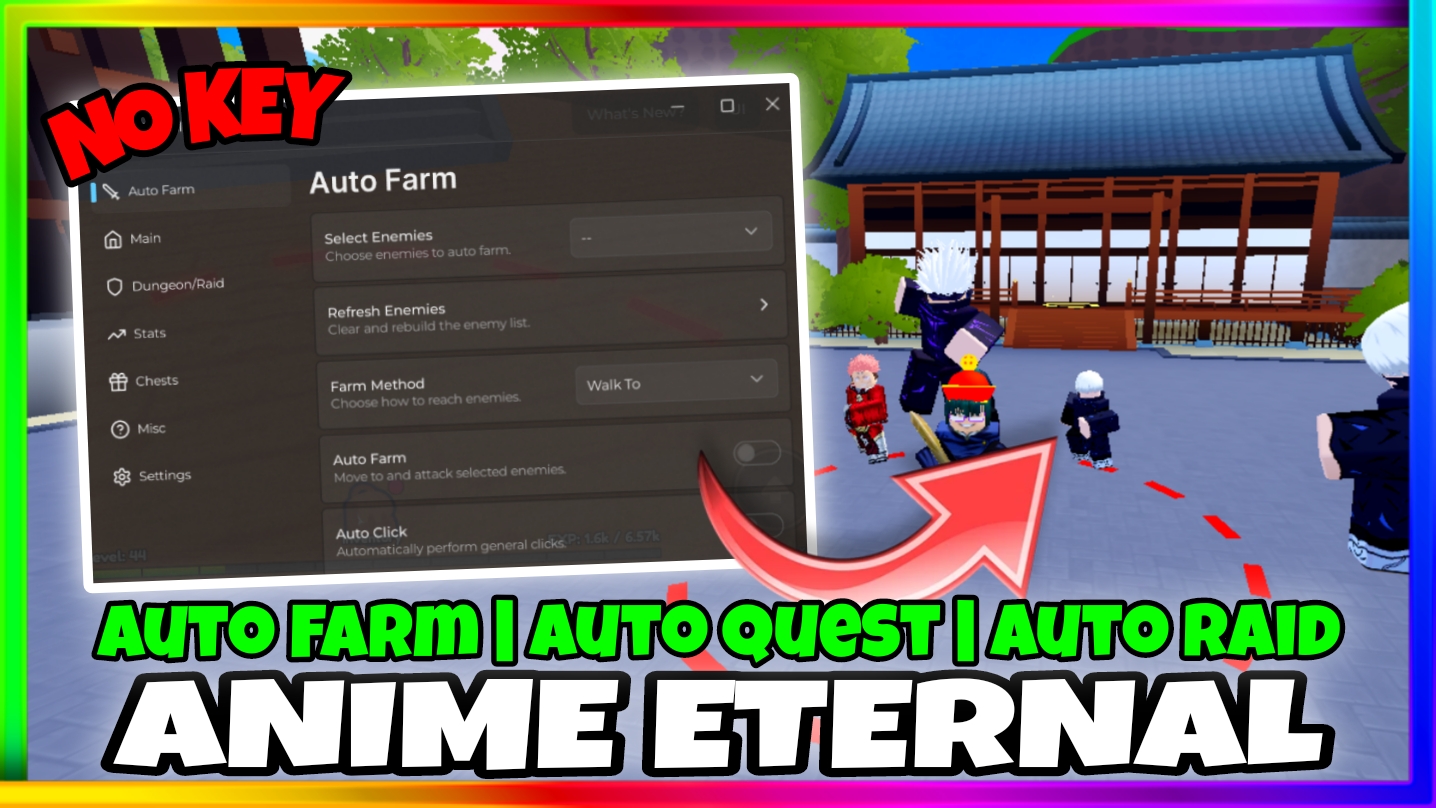 Anime Eternal Script Pastebin • No Key • Auto Farm, Auto Raid, Auto Upgrade & More |