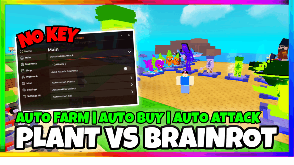 Plant Vs Brainrot Script OP Pastebin • No Key • Auto Farm, Infinite Brainrot, Auto Attack, Auto Buy