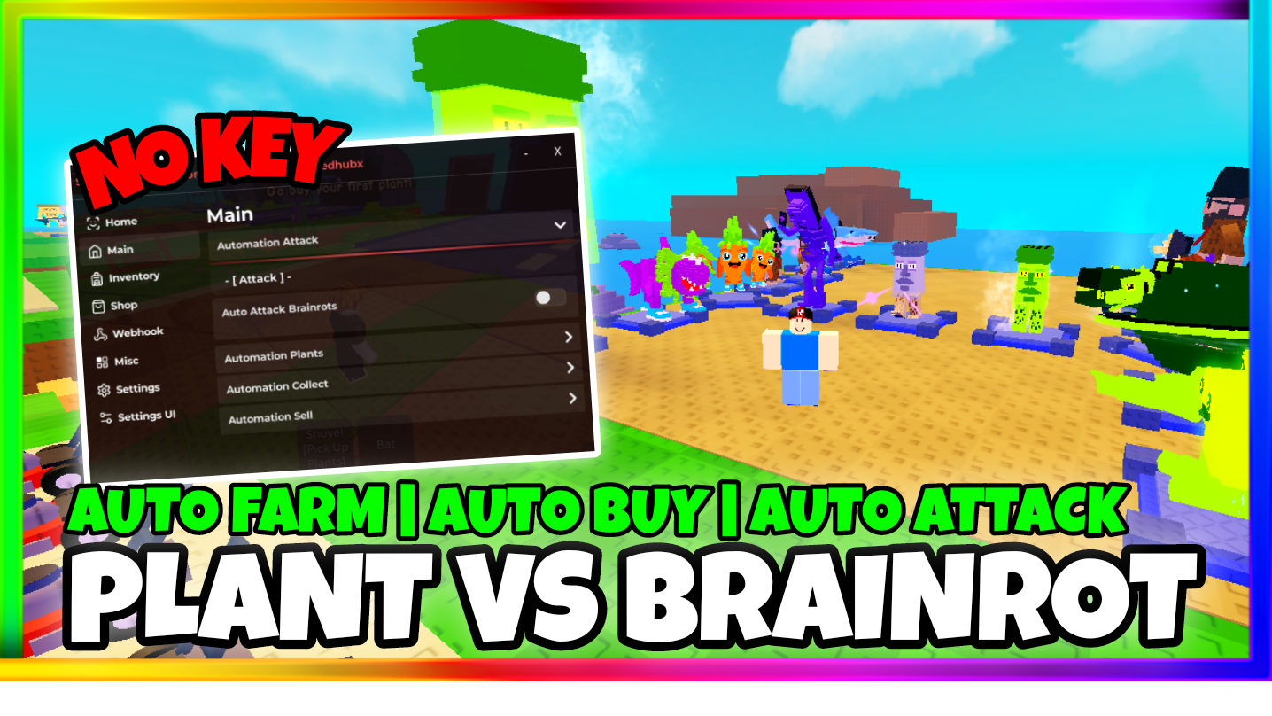 Plant Vs Brainrot Script OP Pastebin • No Key • Auto Farm, Infinite Brainrot, Auto Attack, Auto Buy
