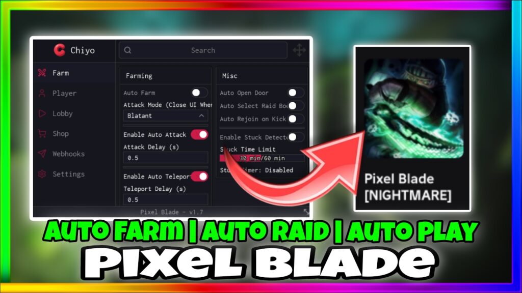 Pixel Blade Script Pastebin • Auto Farm, Auto Raid, Auto Open Door, Auto Play |