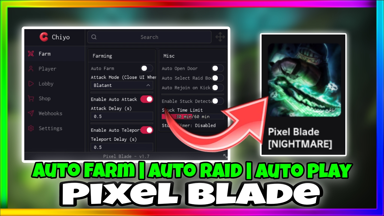 Pixel Blade Script Pastebin • Auto Farm, Auto Raid, Auto Open Door, Auto Play |